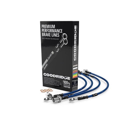 Goodridge 99-00 Honda Civic Si (w/Rear Disc) Stainless Steel Brake Lines - Electric Blue