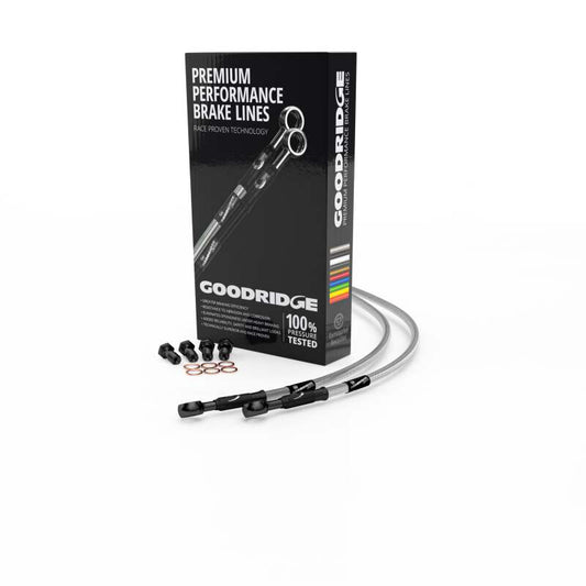 Goodridge 06-10 Harley-Davidson VRSCA/VRSCAW Black Front Brake Line w/Clear Fitting