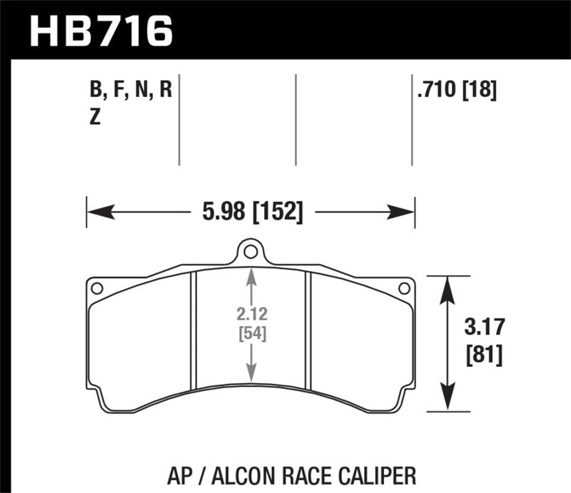 Hawk HPS Brake Pads w/ 0.710 Thickness - AP Racing Alcon