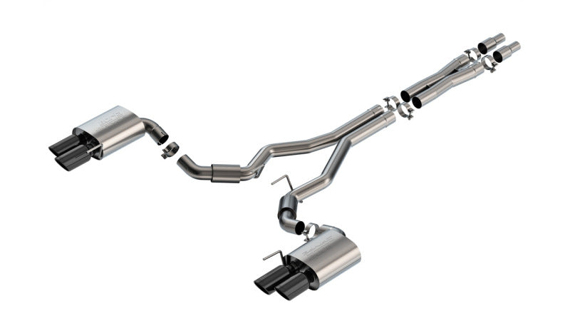 Borla 2024 Ford Mustang GT 5.0L V8 3 in S-Type Catback Non-Active Exhaust- Black Chrome Quad Tip