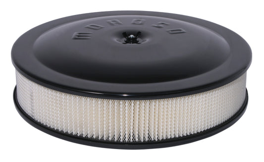 Moroso Racing Air Cleaner - 14in x 3in Filter - Aluminum - Black Powder Coat