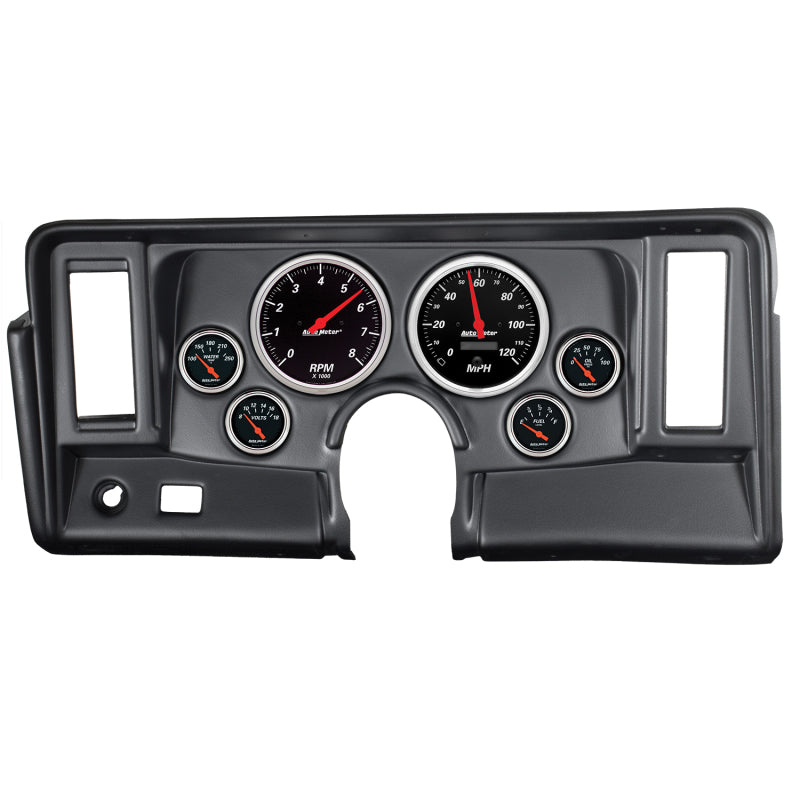 Autometer Designer Black 69-76 Nova Dash Kit 6pc Tach / MPH / Fuel / Oil / WTMP / Volt