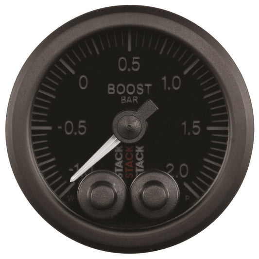 Autometer Stack 52mm -1 to +2 Bar (Incl T-Fitting) Pro-Control Boost Pressure Gauge - Black