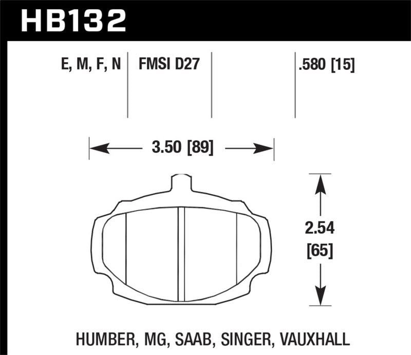 Hawk 62-81 MG MGB Front ER-1 Brake Pads