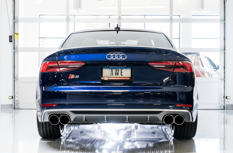 AWE Tuning Audi B9 S5 Coupe 3.0T Track Edition Exhaust - Chrome Silver Tips (102mm)