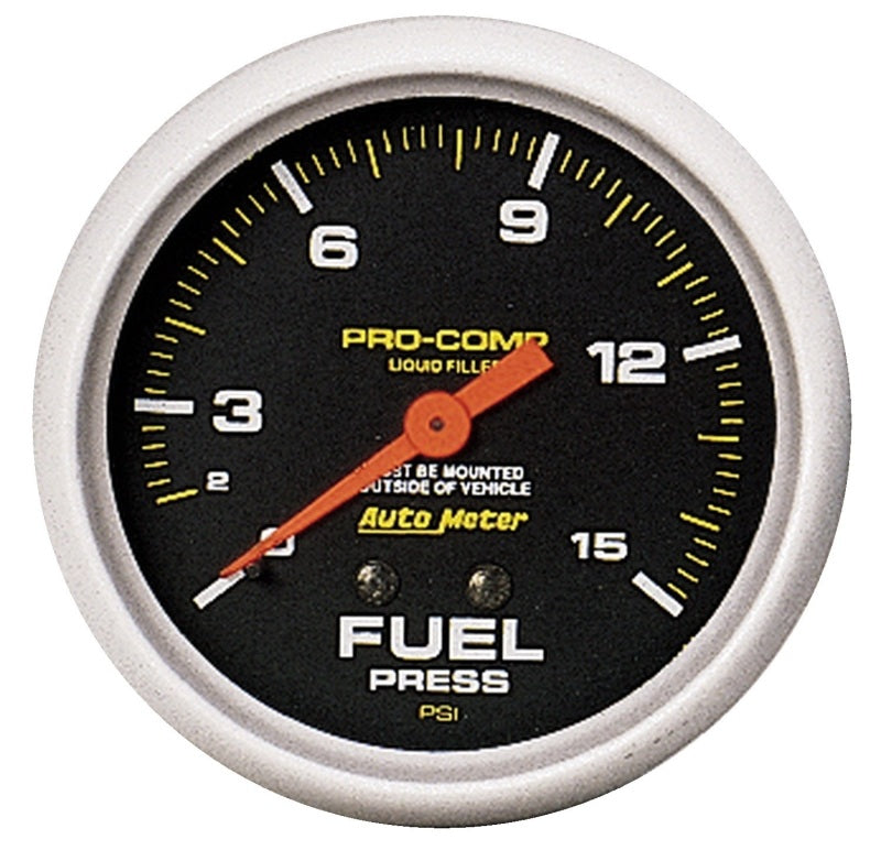 Autometer Liquid Filled Mechanical 66.7mm 0-15 PSI Fuel Pressure Gauge