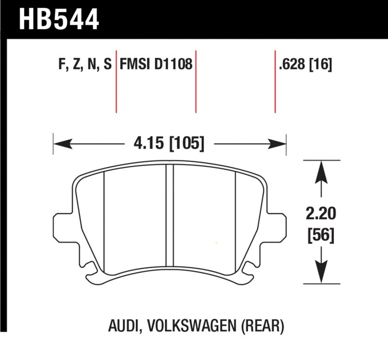 Hawk 06 Audi A6 Quattro Avant/06-09 A6 Quattro HT-10 Rear Brake Pads