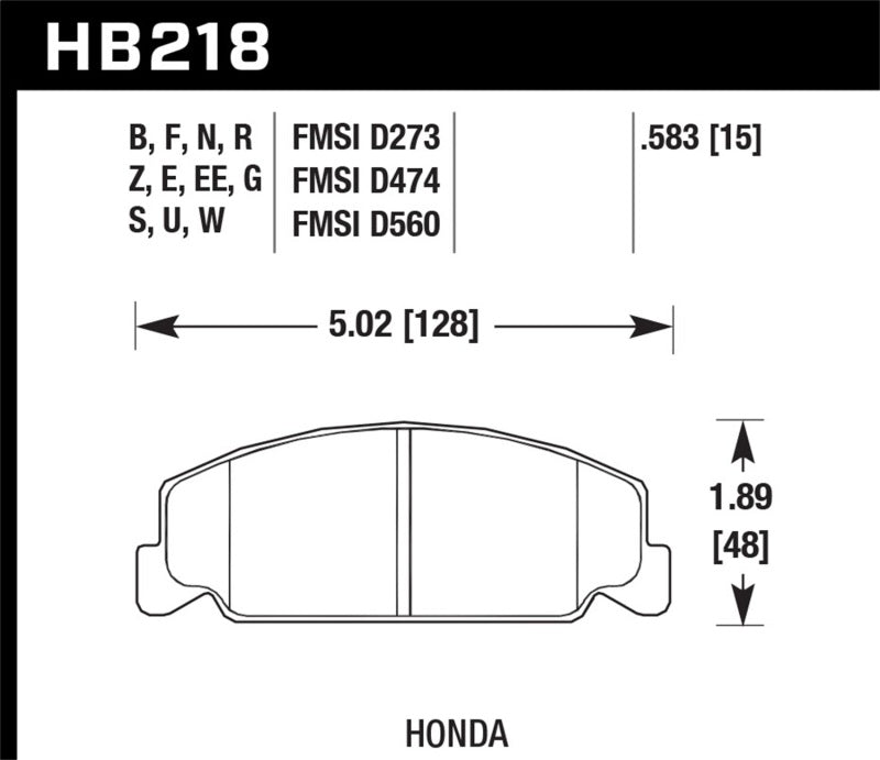 Hawk 1985 Honda Accord 1.8L Base Organic Brakes Front ER-1 Brake Pads