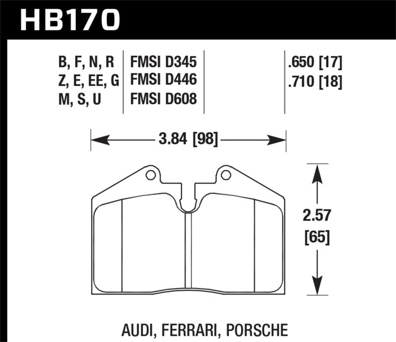 Hawk 97-02 Ferrari Maranello DTC-60 Front Race Brake Pads