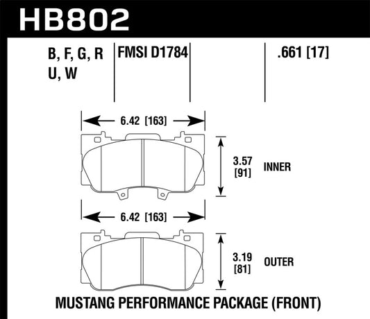 Hawk 15-17 Ford Mustang GT DTC-70 Race Front Brake Pads