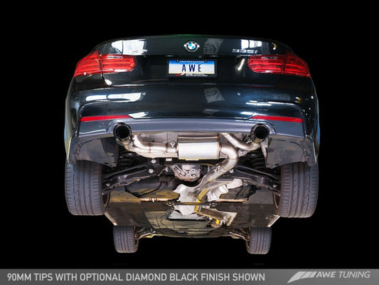 AWE Tuning BMW F3X 335i/435i Touring Edition Axle-Back Exhaust - Diamond Black Tips (90mm)