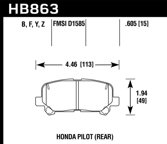 Hawk 12-15 Honda Pilot LTS Street Rear Brake Pads