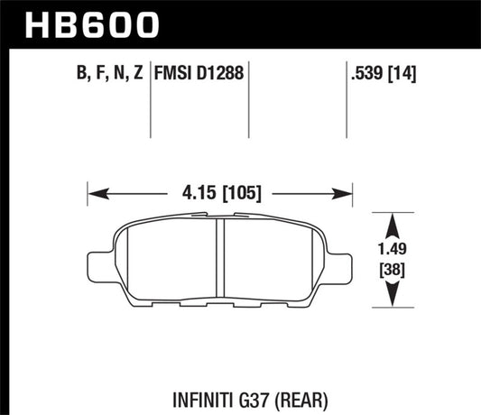 Hawk 2008-2009 Infiniti EX35 Journey HPS 5.0 Rear Brake Pads