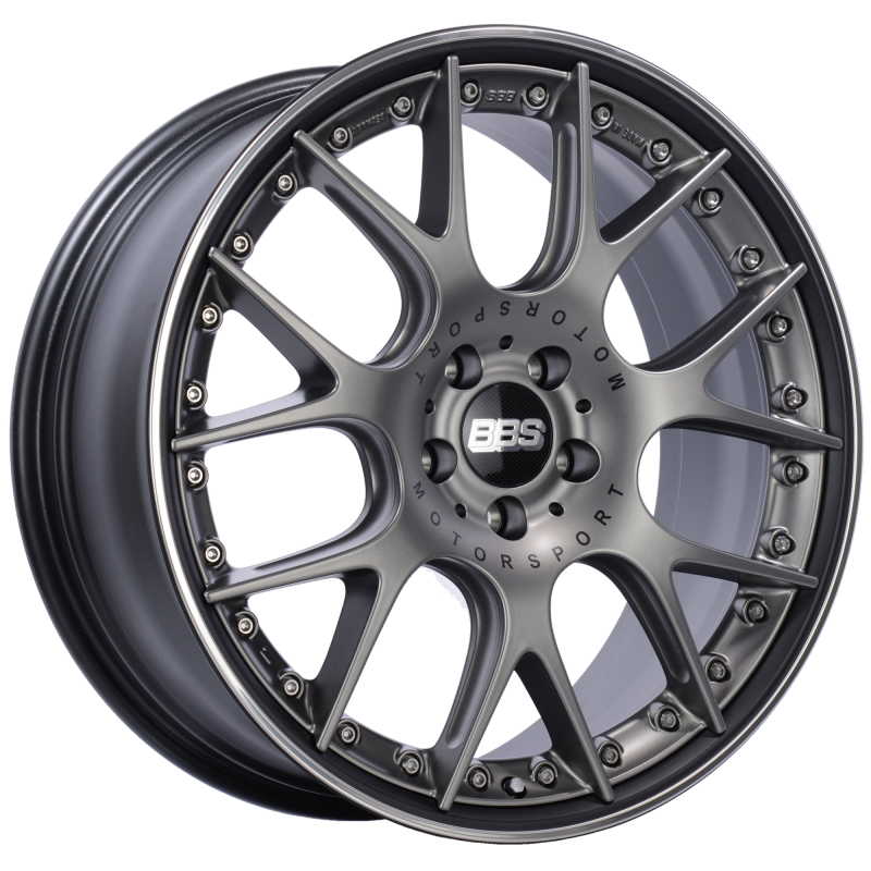 BBS CH-RII 20x8.5 5x112 ET42 Satin Platinum Center Black Lip SS Rim Prot Wheel -82mm PFS/Clip Req