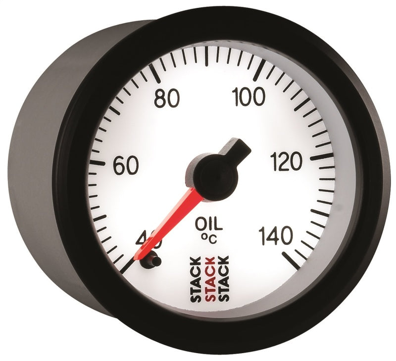 Autometer Stack 52mm 40-140 Deg C 1/8in NPTF Male Pro Stepper Motor Oil Temp Gauge - White