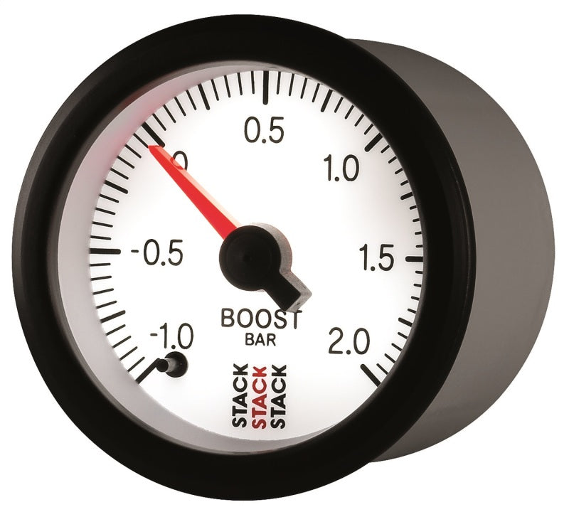 Autometer Stack 52mm -1 to +2 Bar (Incl T-Fitting) Pro Stepper Motor Boost Pressure Gauge - White