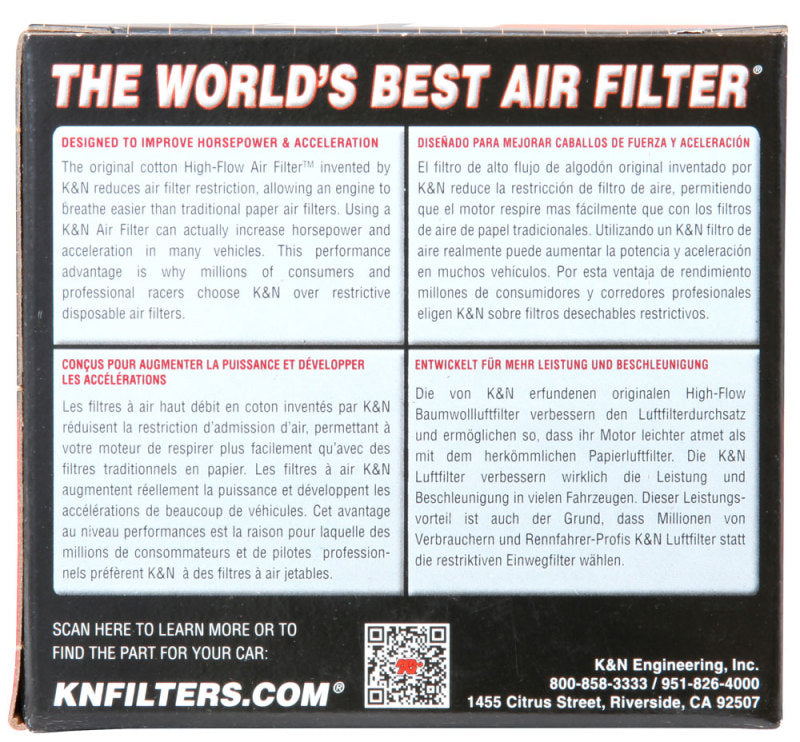 K&N Univ Clamp-On Air Filter - 1-3/4in FLG O/S 4in X 3in B 3in X 2in T 2-3/4inH OVAL