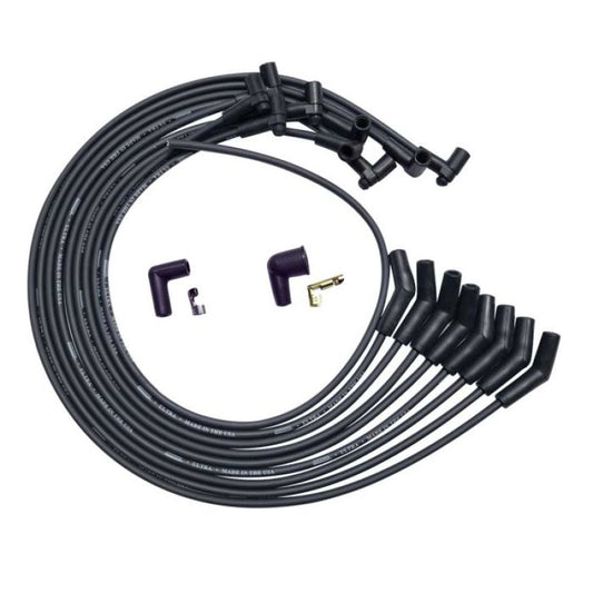 Moroso BBC Under Header 135 Deg Plug End HEI Dist Unsleeved Ultra Spark Plug Wire Set - Black