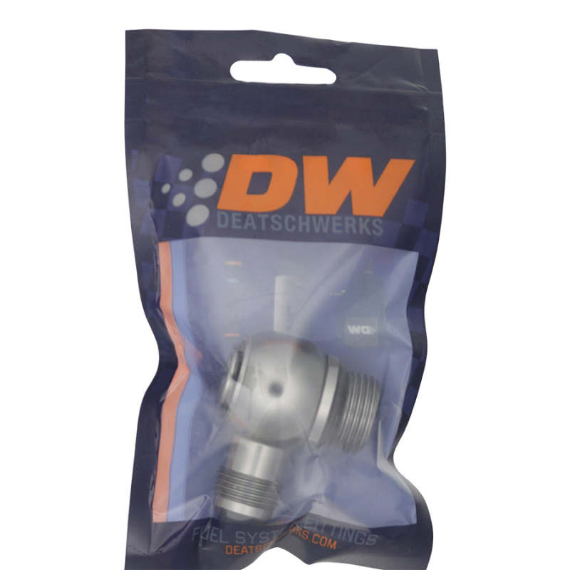 DeatschWerks 10AN ORB Male to 8AN Male Flare Low Profile 90-Degree Swivel - Anodized DW Titanium