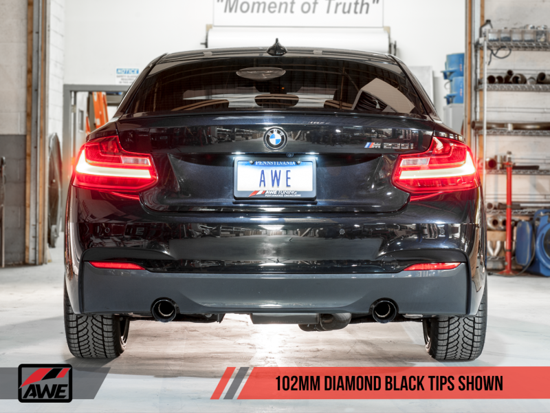 AWE Tuning BMW F22 M235i / M240i Touring Edition Axle-Back Exhaust - Diamond Black Tips (102mm)