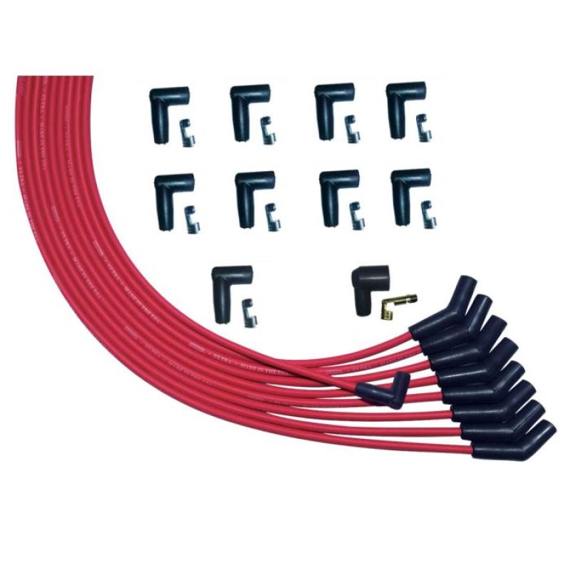 Moroso V8 135 Deg Plug Boots HEI Ultra Spark Plug Wire Set - Red