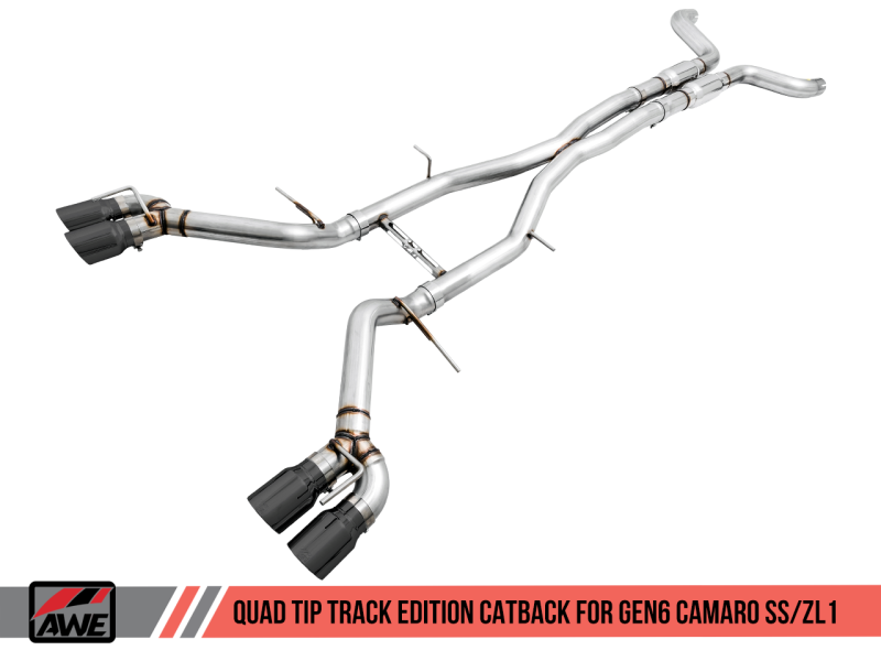 AWE Tuning 16-19 Chevy Camaro SS Resonated Cat-Back Exhaust -Track Edition (Quad Diamond Black Tips)