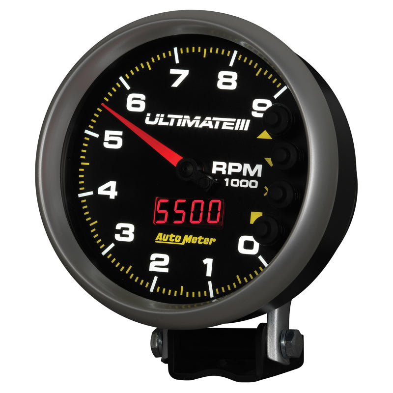 Autometer 5 inch Ultimate III Playback Tachometer 9000 RPM - Black