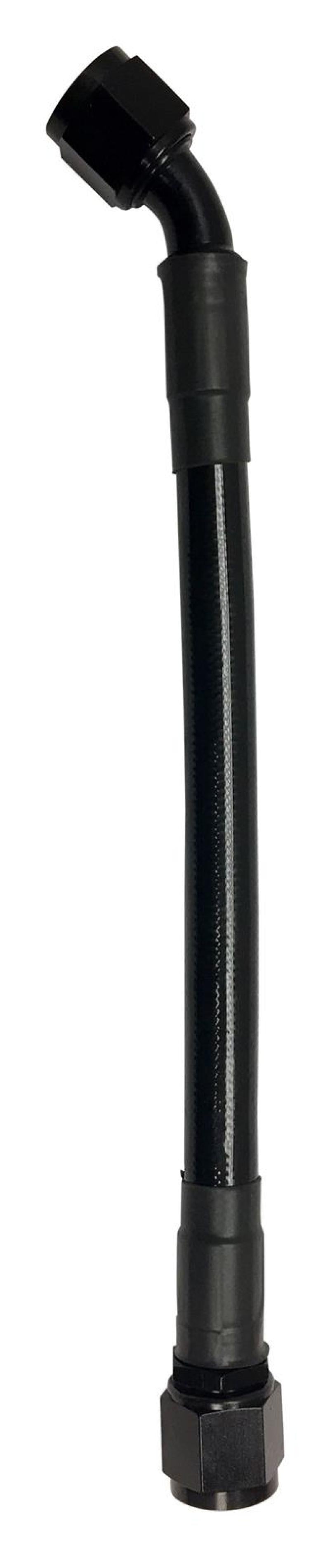 Fragola -8AN Ext Black PTFE Hose Assembly Straight x 45 Degree 16in