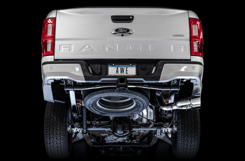 AWE Tuning 2019+ Ford Ranger 0FG Performance Exhaust System w/Chrome Silver Tips & Bash Guard