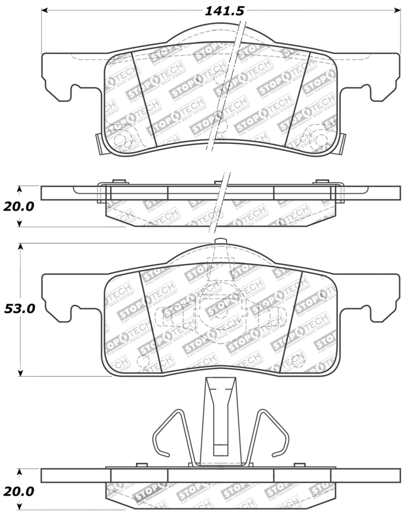 StopTech Sport Brake Pads w/Shims and Hardware - Front