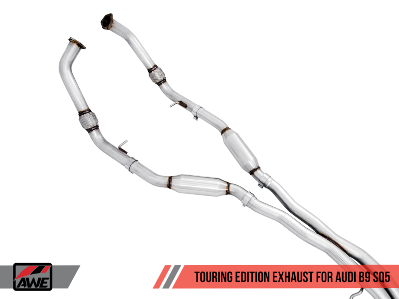 AWE Tuning Audi B9 SQ5 Resonated Touring Edition Cat-Back Exhaust - No Tips (Turn Downs)