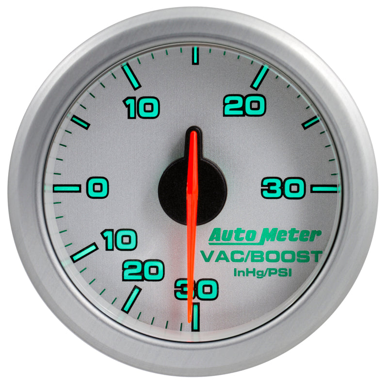 Autometer Airdrive 2-1/6in Boost/Vac Gauge 30in HG/30 PSI - Silver