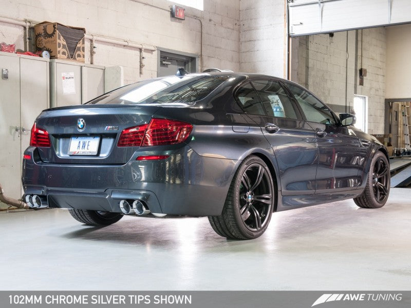 AWE Tuning BMW F10 M5 Touring Edition Axle-Back Exhaust Chrome Silver Tips