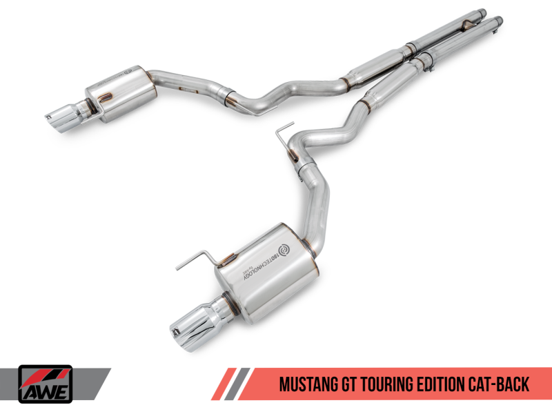 AWE Tuning S550 Mustang GT Cat-back Exhaust - Touring Edition (Chrome Silver Tips)