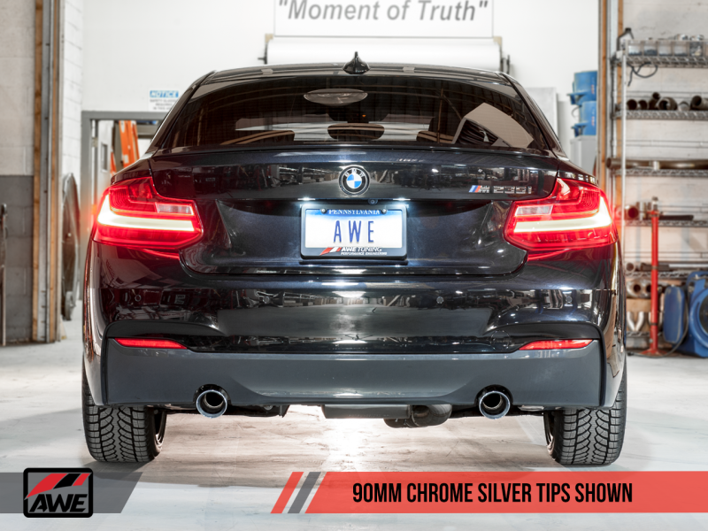 AWE Tuning BMW F22 M235i / M240i Touring Edition Axle-Back Exhaust - Chrome Silver Tips (102mm)