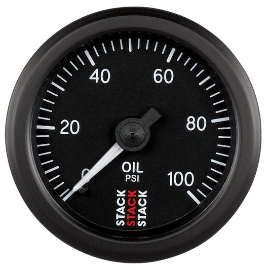 Autometer Stack 52mm 0-100 PSI 1/8in NPTF (M) Mechanical Oil Pressure Gauge - Black