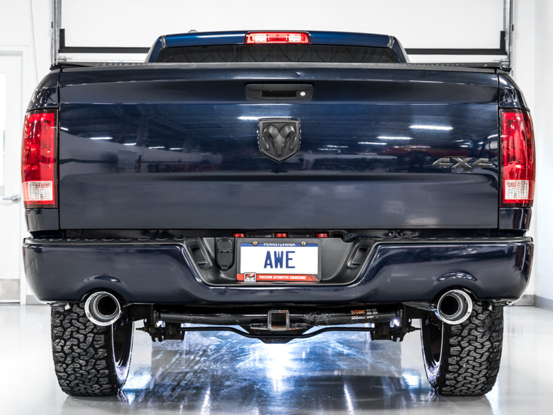 AWE Tuning 09-18 RAM 1500 5.7L (w/Cutouts) 0FG Dual Rear Exit Cat-Back Exhaust - Chrome Silver Tips