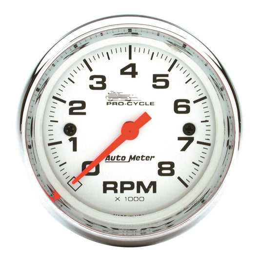 Autometer Pro-Cycle Gauge Tach 2 5/8in 8K Rpm 2&4 Cylinder White