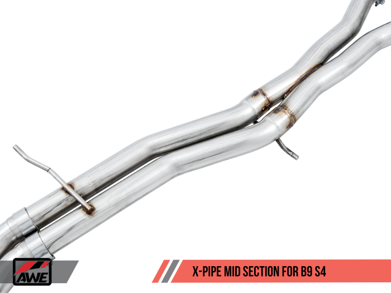 AWE Tuning Audi B9 S4 SwitchPath Exhaust - Non-Resonated (Silver 102mm Tips)