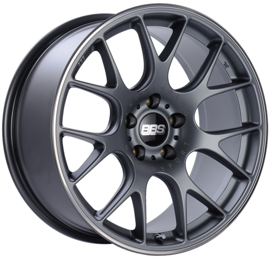 BBS CH-R 19x9.5 5x112 ET35 Satin Titanium Polished Rim Protector Wheel -82mm PFS/Clip Required