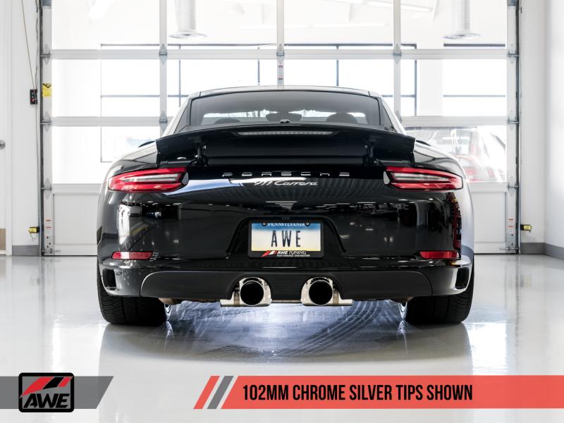 AWE Tuning Porsche 911 (991.2) Carrera / S SwitchPath Exhaust for PSE Cars - Chrome Silver Tips