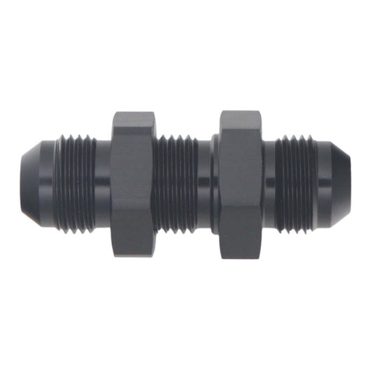 DeatschWerks 8AN Male Flare to 8AN Male Flare Bulkhead Adapter (Incl Nut) - Anodized Matte Black