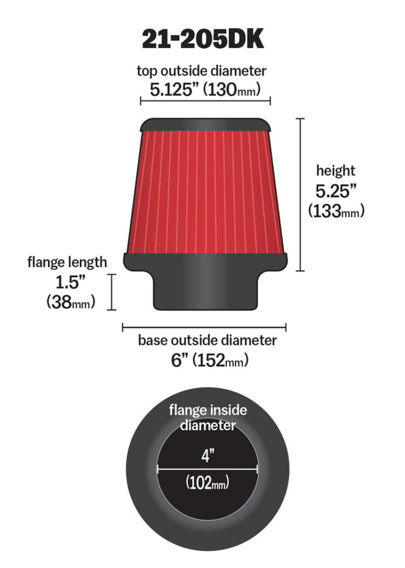 AEM 4 inch Short Neck 5 inch Element Filter Replacement