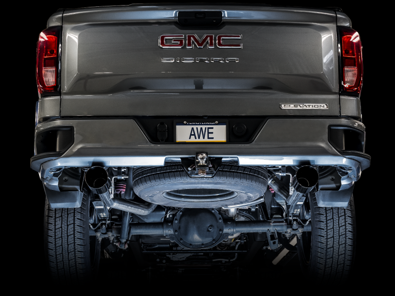 AWE Tuning 4th Gen GM 1500 5.3L 0FG Catback Split Rear Exit (Flat Bumper) - Dual Diamond Tips