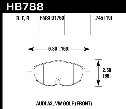 Hawk 15-17 VW Golf / Audi A3/A3 Quattro HP+ Street Front Brake Pads