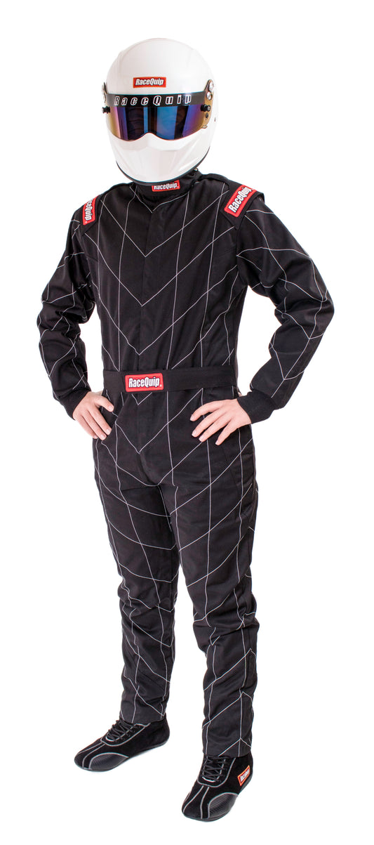 RaceQuip Black Chevron-1 Suit - SFI-1 Mtall