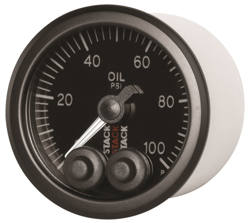 Autometer Stack Instruments Pro Control 52mm 0-100 PSI Oil Pressure Gauge - Black (1/8in NPTF Male)