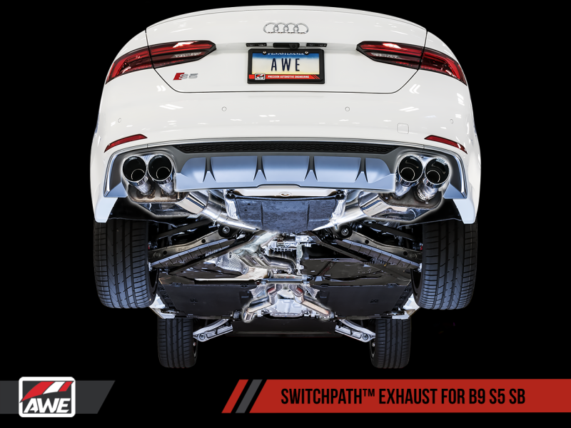 AWE Tuning Audi B9 S5 Sportback SwitchPath Exhaust - Non-Resonated (Silver 102mm Tips)