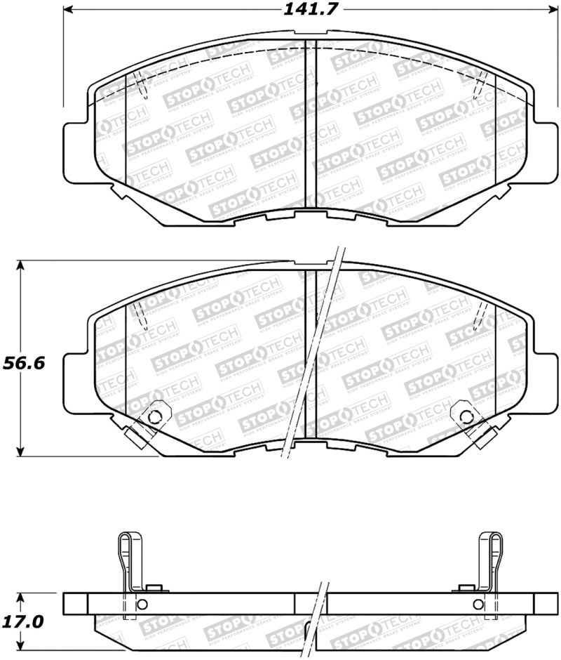 StopTech Sport Brake Pads w/Shims & Hardware - Front