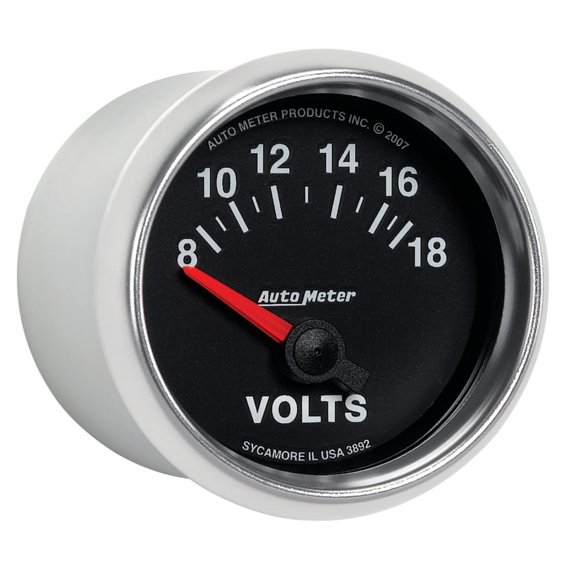 Autometer GS 52mm 8-18 Volts Short Sweep Electronic Voltmeter Gauge